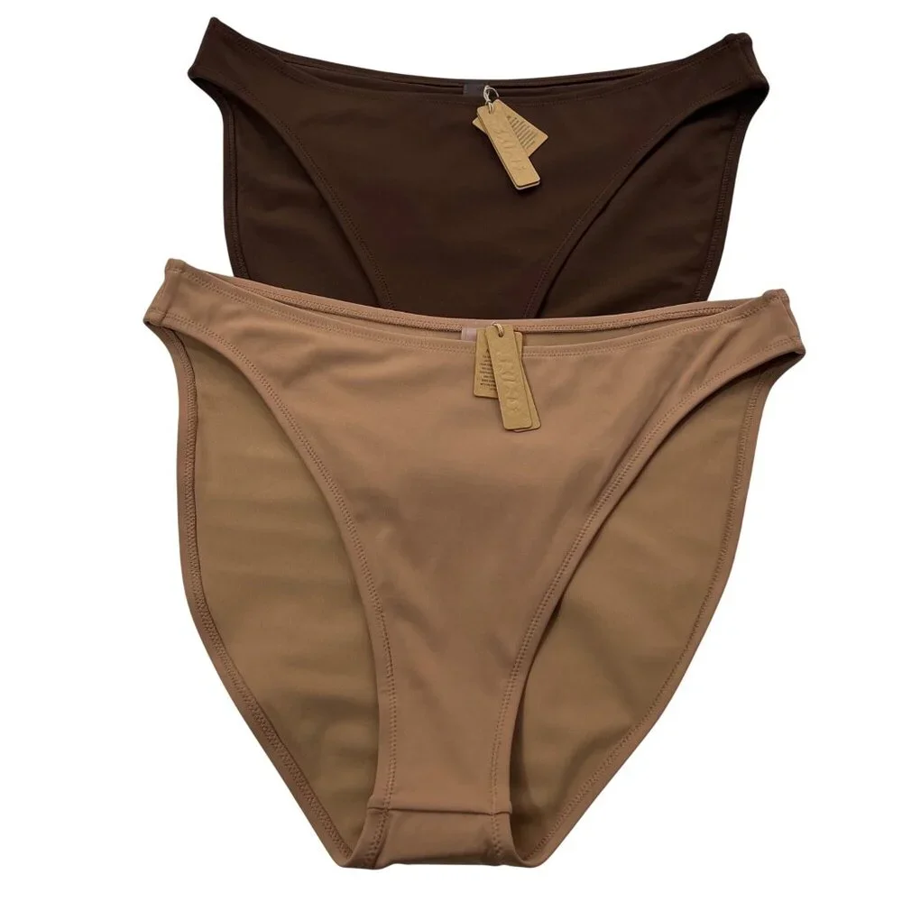 SKIMS Shaping Swim Dipped Bikini Bottom Lot of 2 Sienna Cocoa 2X‎